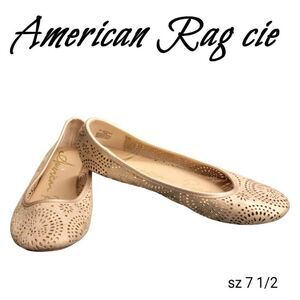 American Rag Rose Gold Sparkle Floral Cut Out Ballerina Flats Shoes